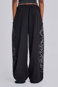 Straight Leg Sweatpants with Print Design
