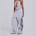 Straight Leg Sweatpants with Print Design