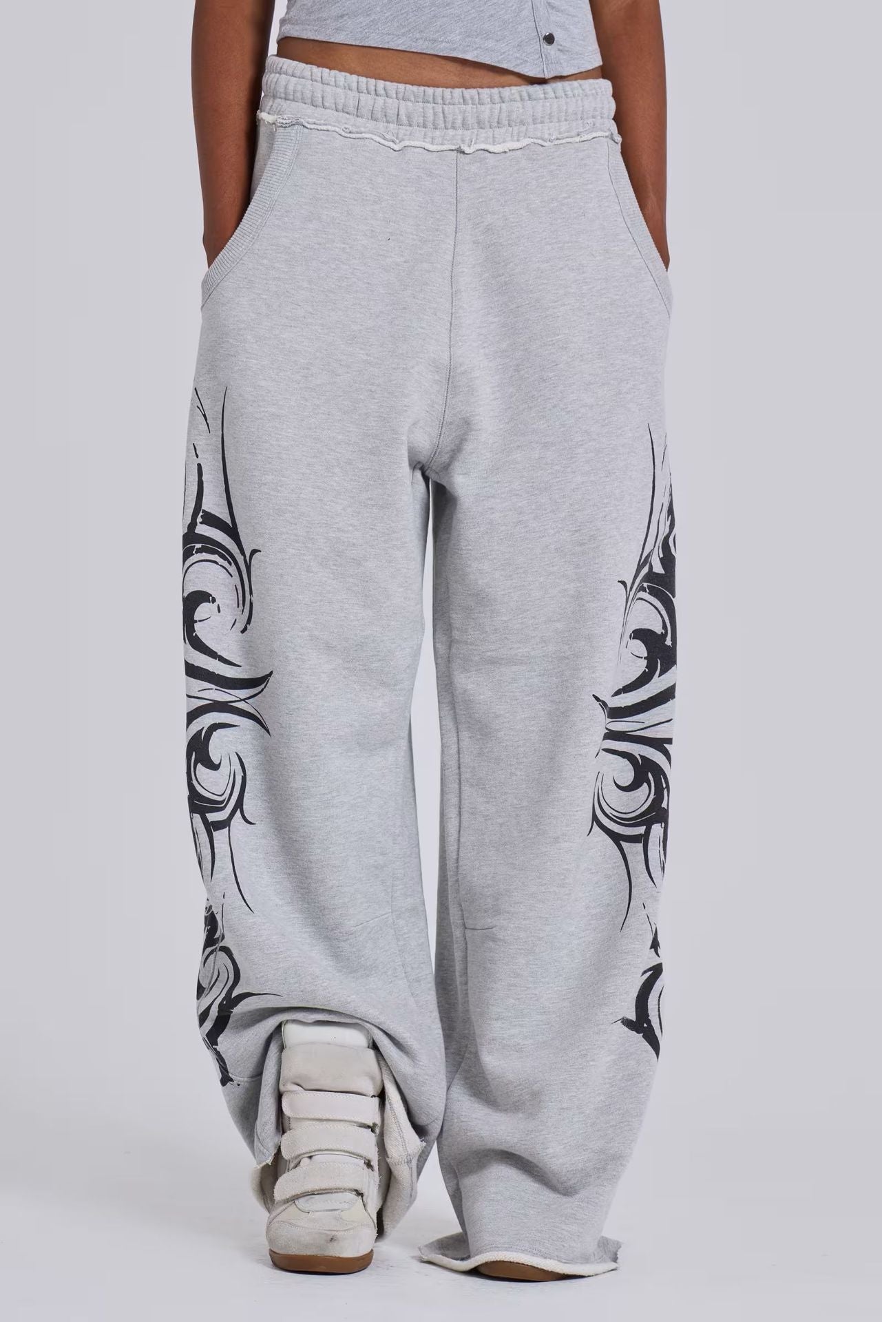 Straight Leg Sweatpants with Print Design