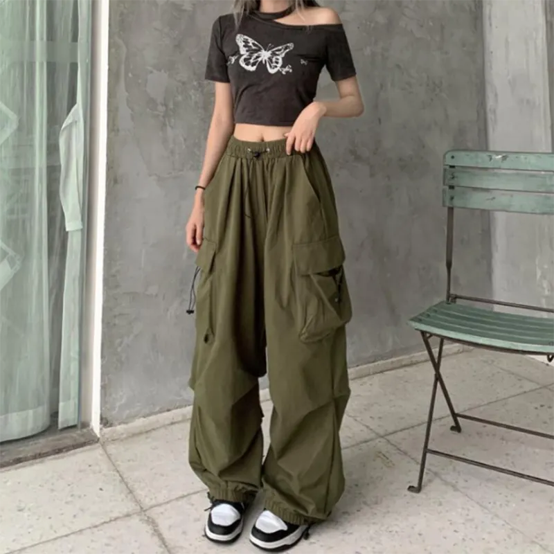 Techwear Cargo Korean Harajuku Baggy Parachute Pants Sweatpants Wide Leg Joggers Trousers Clothes