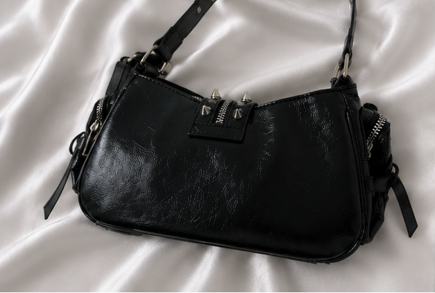 Y2K Punk PU leather Shoulder Bag Gothic Lace Rivet Crossbody Handbag