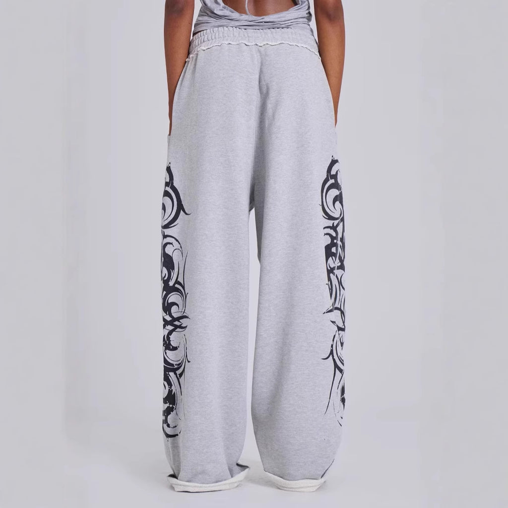 Straight Leg Sweatpants with Print Design