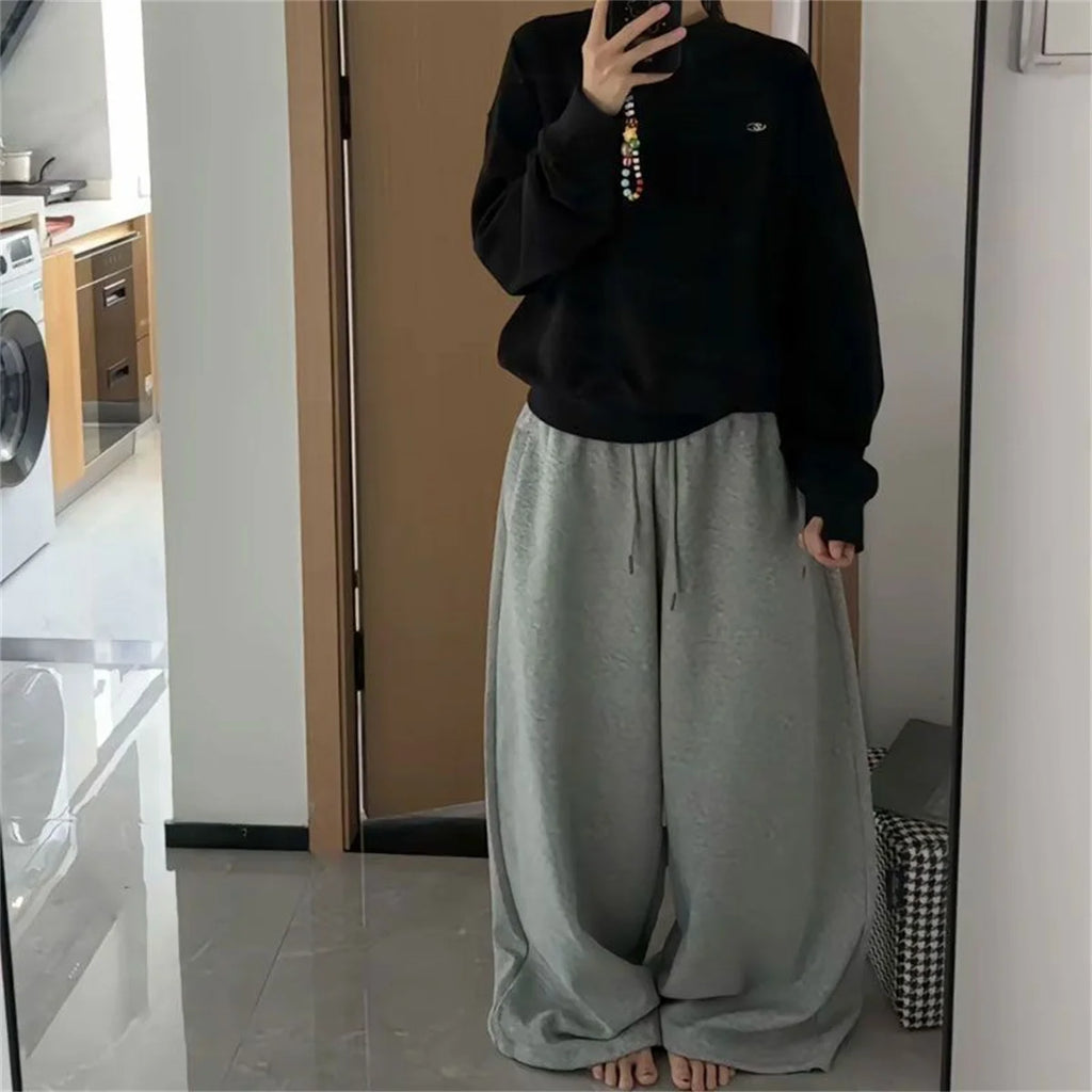 Women Y2K Sweatpants Oversized Grey Black High Waist Streetwear Jogger Pants