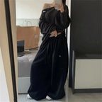 Women Y2K Sweatpants Oversized Grey Black High Waist Streetwear Jogger Pants