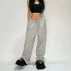 Women Y2K Sweatpants Oversized Grey Black High Waist Streetwear Jogger Pants