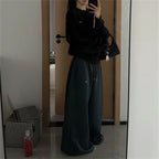 Women Y2K Sweatpants Oversized Grey Black High Waist Streetwear Jogger Pants
