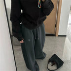 Women Y2K Sweatpants Oversized Grey Black High Waist Streetwear Jogger Pants