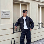 Veste en Jean avec Poche Zippée et Lisière Selvedge