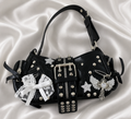 Y2K Punk PU leather Shoulder Bag Gothic Lace Rivet Crossbody Handbag