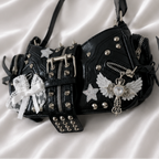 Y2K Punk PU leather Shoulder Bag Gothic Lace Rivet Crossbody Handbag
