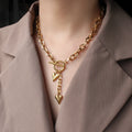 Stainless Steel Necklace OT Buckle Heart Tassel Charm