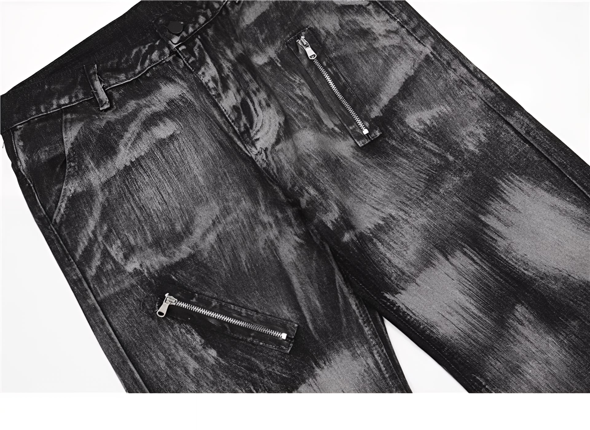 Washed Distressed Baggy Flare Jeans Grunge Denim