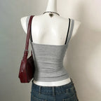 Y2K Floral Print Eco-Friendly Breathable Knitted V-neck Mock Two Piece Tank Top Contrast Slim Fit Sleeveless for Women