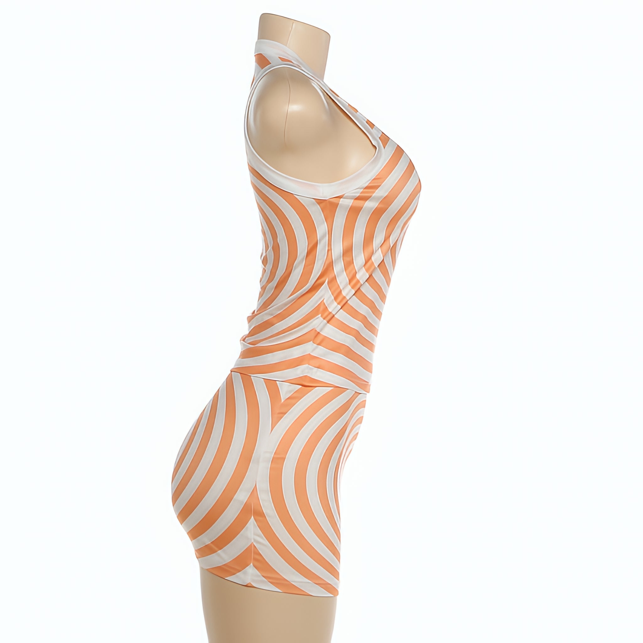 Printed Bodycon Crop Top Mini Skirt Two Piece Set