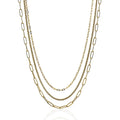 18k Gold Plated Paperclip Box Chain Triple Layer Necklace