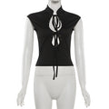 Rivet Detail Sleeveless Tank Top Hollow Stretch Streetwear Vest