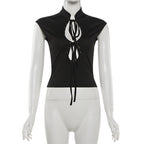 Rivet Detail Sleeveless Tank Top Hollow Stretch Streetwear Vest