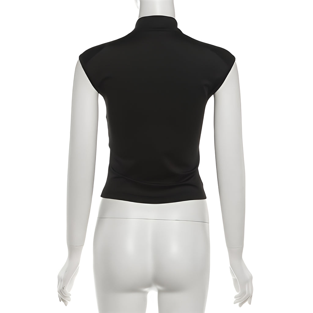 Rivet Detail Sleeveless Tank Top Hollow Stretch Streetwear Vest