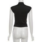 Rivet Detail Sleeveless Tank Top Hollow Stretch Streetwear Vest