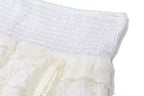 White A Line Ruffle Skirt High Waist Elastic Patchwork Lolita Mini Skirt
