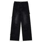 Distressed Star Patch Baggy Jeans