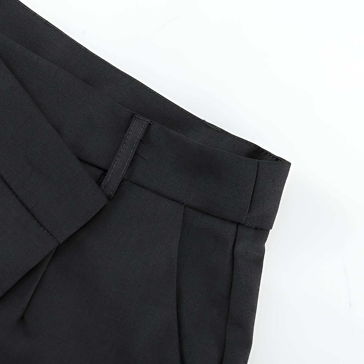 Black Wide Leg Wrap Around Trousers Zip Button Fly