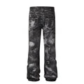 Washed Distressed Baggy Flare Jeans Grunge Denim