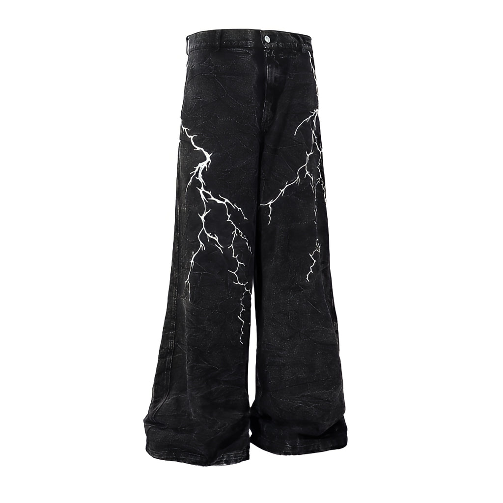 Distressed Straight Leg Jeans Cotton Denim Streetwear Pants