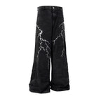 Distressed Straight Leg Jeans Cotton Denim Streetwear Pants