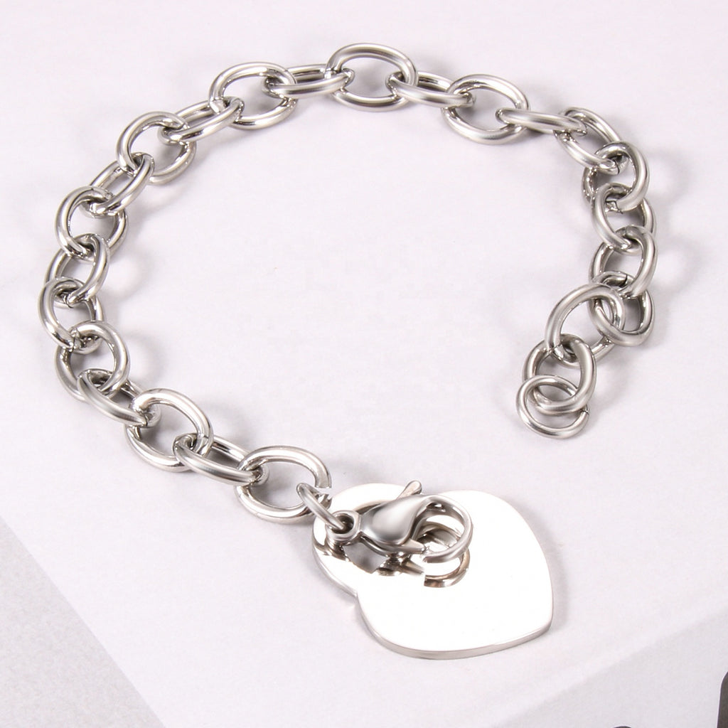Edelstahl Herz-Charm-Armband 18k vergoldet