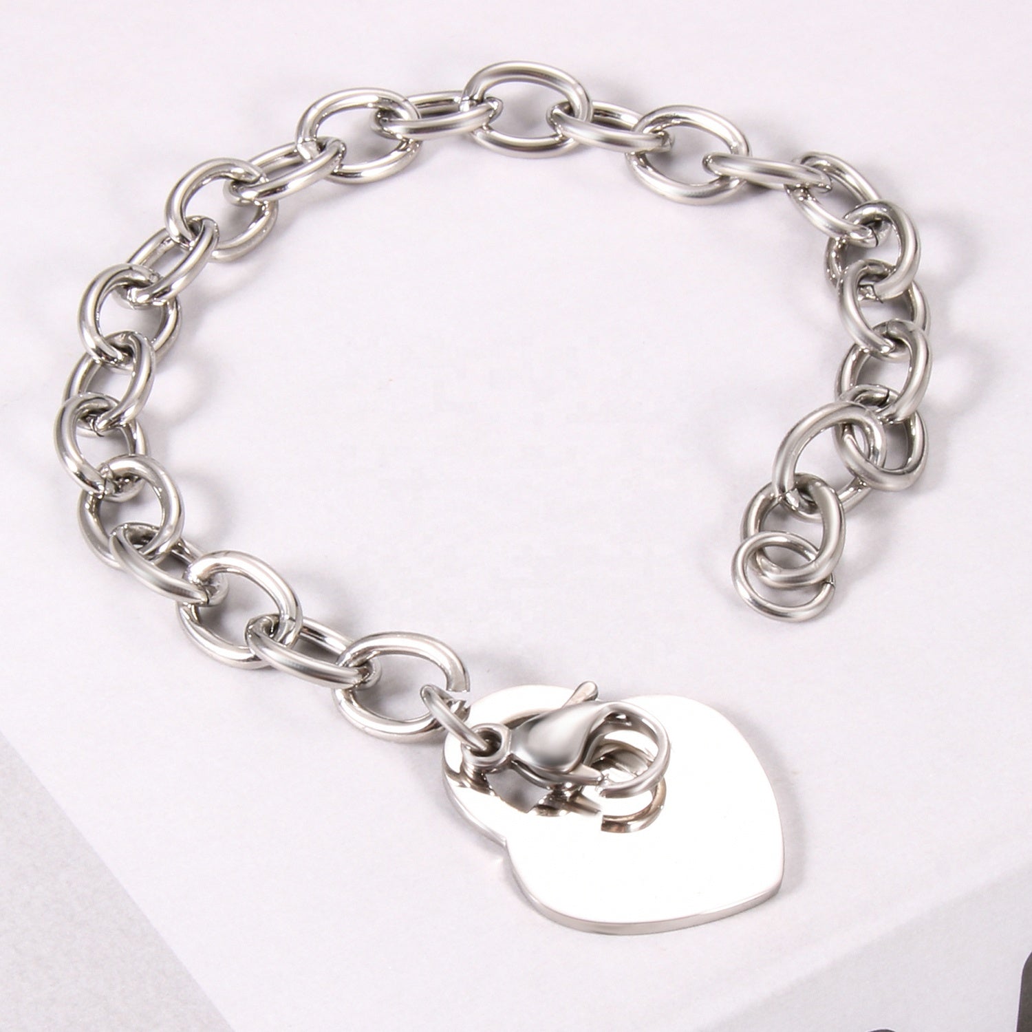 Edelstahl Herz-Charm-Armband 18k vergoldet