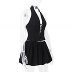 Hollow Out Strap Vest Mini Skirt Set Sexy Two Piece Bodycon Outfit