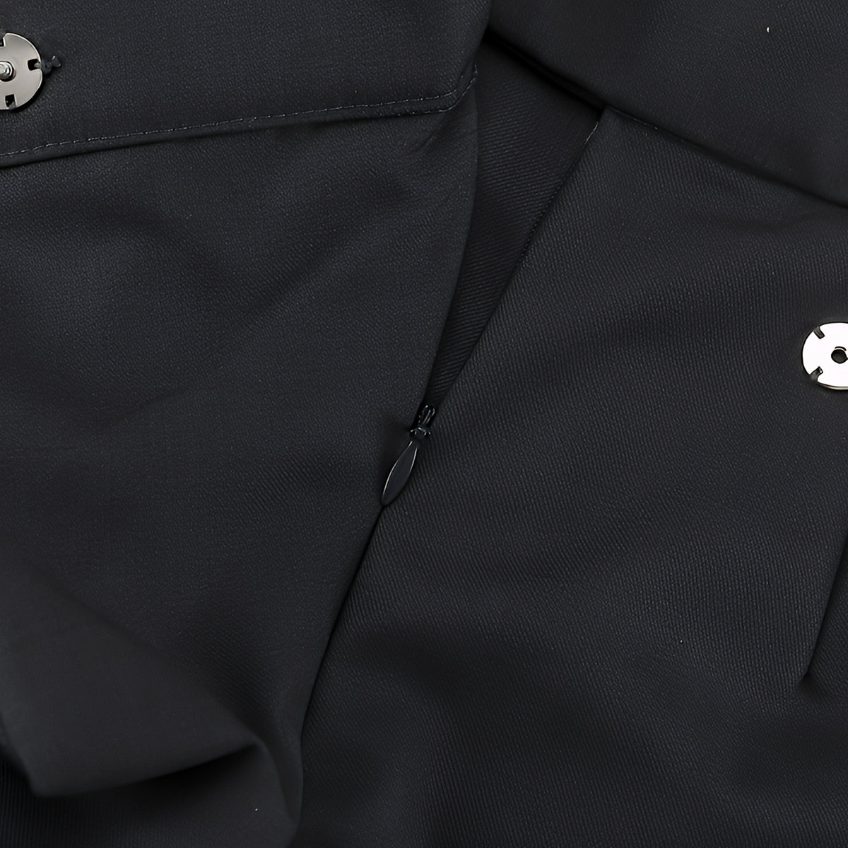 Black Wide Leg Wrap Around Trousers Zip Button Fly