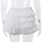 Hollow Out Crop Top Ruffle Biker Shorts Set