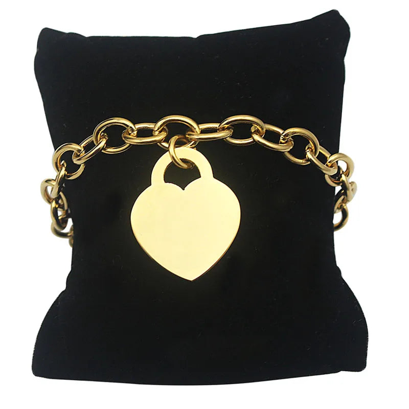 Edelstahl Herz-Charm-Armband 18k vergoldet