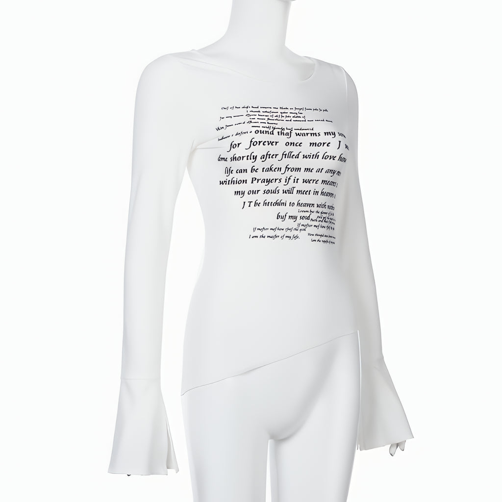 Character Graphic Knit T Shirt Slim Fit Breathable Long Sleeve Top