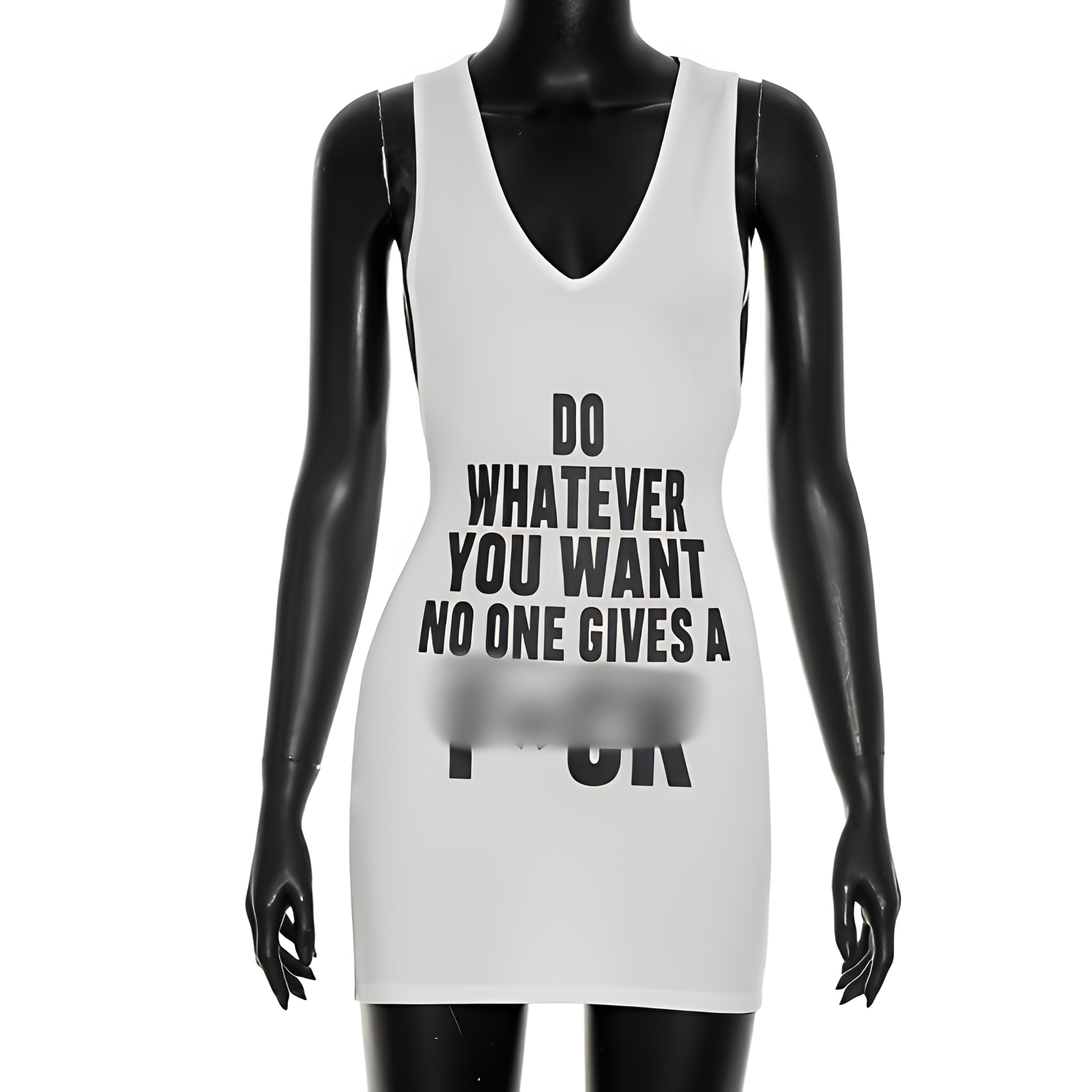 Solid Letter Print Bodycon T Shirt Dress Sleeveless Mini Dress