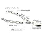 Stainless Steel Link Chain Bracelet Silver Plated Waterproof