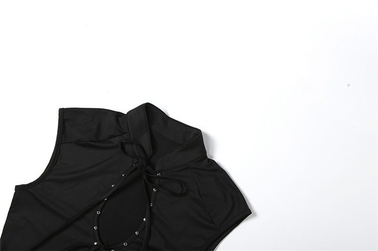 Rivet Detail Sleeveless Tank Top Hollow Stretch Streetwear Vest