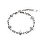Stainless Steel Figaro Chain Link Bracelet Star Charm
