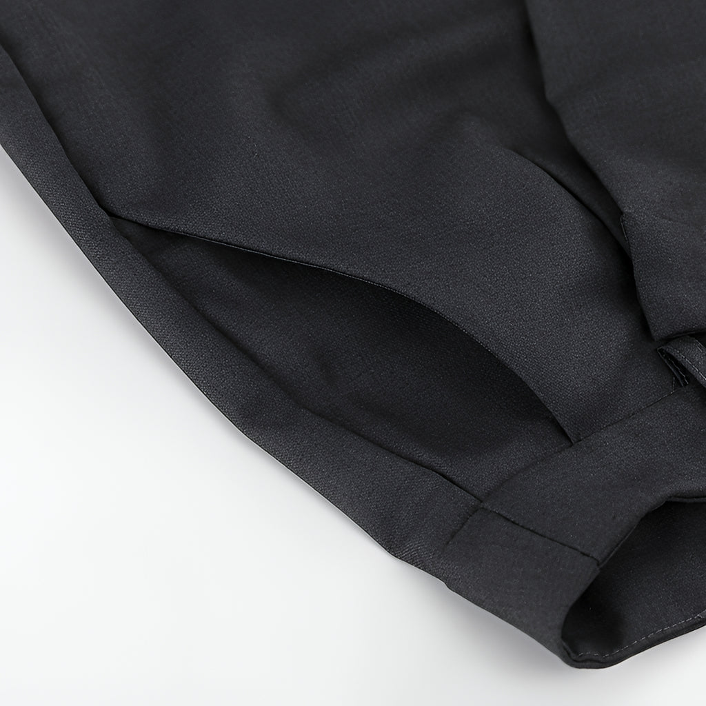 Black Wide Leg Wrap Around Trousers Zip Button Fly