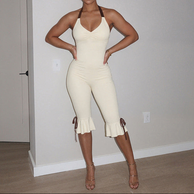 Halter Bodycon Backless Midi Jumpsuit Skinny Fit