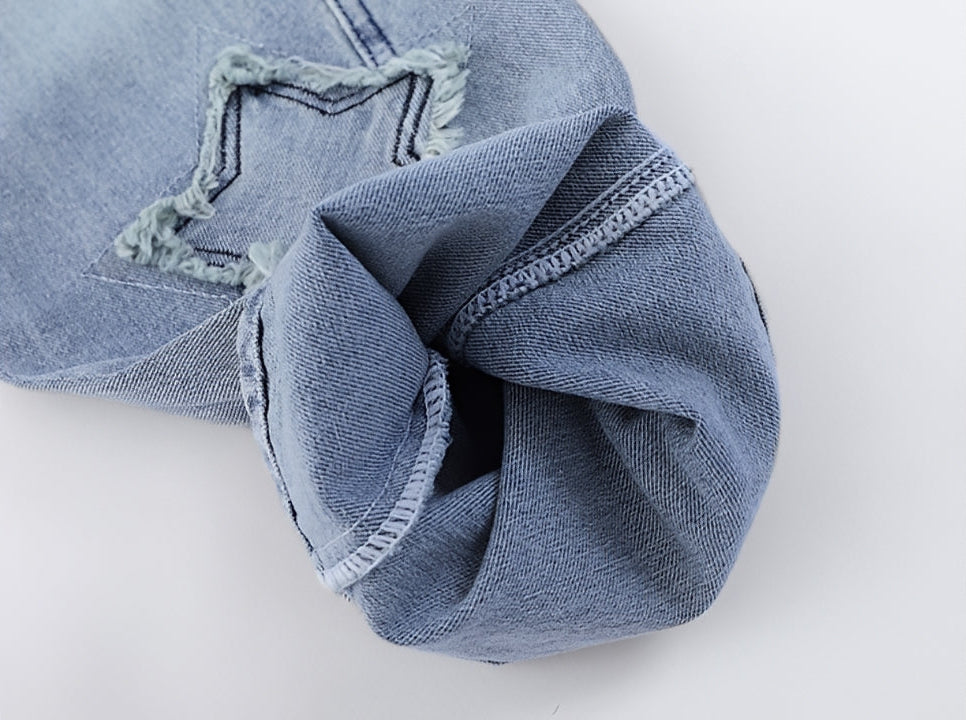 Distressed Star Patch Baggy Jeans