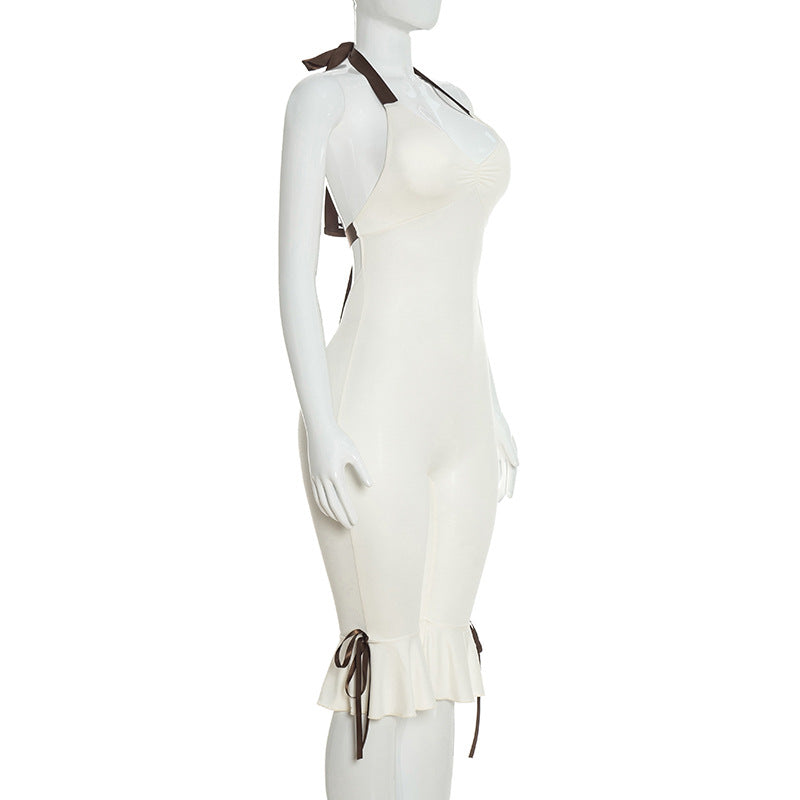Halter Bodycon Backless Midi Jumpsuit Skinny Fit