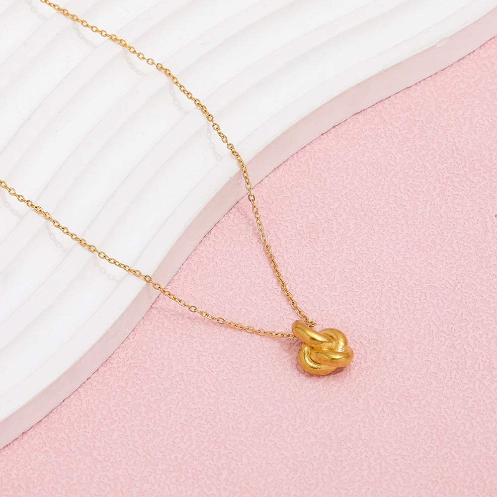 Joolim Jewelry 18K Gold Plated Knot Pendant Together Forever Necklace Stainless Steel Jewelry Wholesale