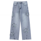 Distressed Star Patch Baggy Jeans