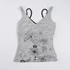 Y2K Floral Print Eco-Friendly Breathable Knitted V-neck Mock Two Piece Tank Top Contrast Slim Fit Sleeveless for Women