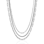 18k Gold Plated Paperclip Box Chain Triple Layer Necklace