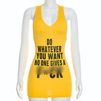 Solid Letter Print Bodycon T Shirt Dress Sleeveless Mini Dress