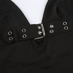 Off Shoulder Halter Top Button V Neck Knit Summer Streetwear